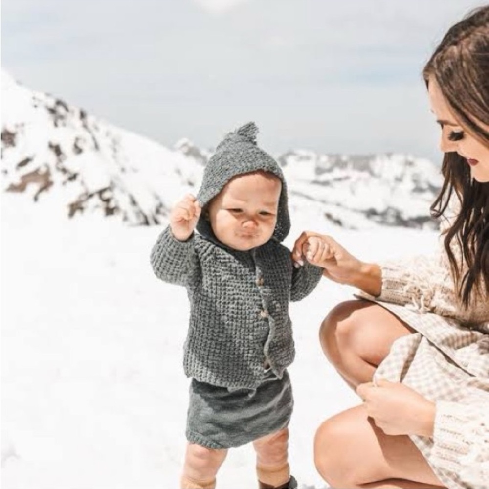 Rylee + Cru Charcoal Knitted tassel cardigan  Sweater sz 12-18 mo